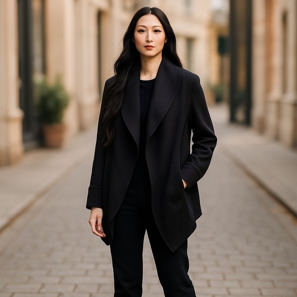 YOGALICIOUS Scuba London Open Front  Cardigan Black Size Medium - Picture 7 of 7